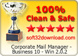 Corporate Mail Manager - Business 10 - Win 2.0.2 Clean & Safe award